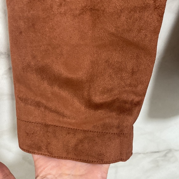 Love Token Faux Suede Leather Open Front Belted Jacket - Picture 5 of 12